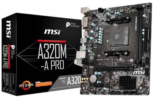 . MSI A320M-A PRO (RTL) AM4 <A320> PCI-E DVI+HDMI GbLAN SATA RAID MicroATX 2DDR4