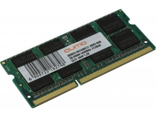  SO-DIMM DDR3 4Gb QUMO 1600MHz PC12800 256Mx8 CL11 QUM3S-4G1600K11R 16chips