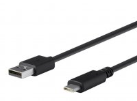 Кабель Qumo Light series USB2.0- Type-C, 1м, 5В 1А круглый, цвет черный