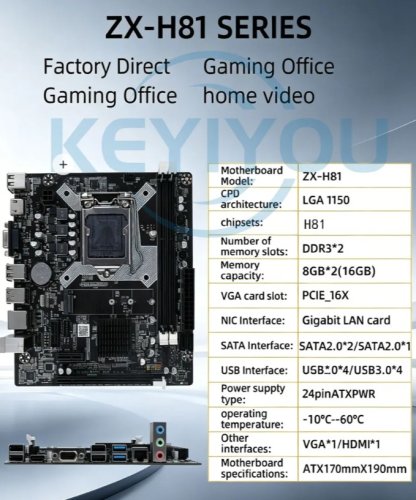 ����������� ����� Keyiyou LGA 1150 H81 ZX_H81 V5.32 2xDDR3 Mini-DTX Box