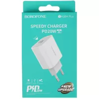 ������� �� BOROFONE BA38A, PlusPD20W, 1xUSB-C, 3A, +������ (USB-C �� Lightning), �����