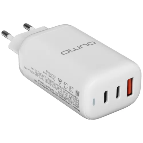 ������� �� Qumo Energy PD 65 ��, 2 USB-A QC3.0 + 2 USB Type-C PD, (0118) ����� + ������ Type-C �� Ty