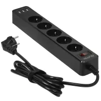 ������� ������ QUMO Power Bar [51558] 5 �������, 3�, 2 USB-A � 1 Type-C ����  2.4A �������� (���� ��