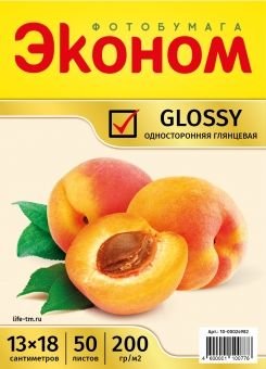 Фотобумага Эконом глянцевая односторонняя , 200г/ 13x18 /50л