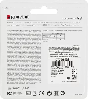 - 64GB Kingston DataTraveler70 64GB  Type-C USB 3.0