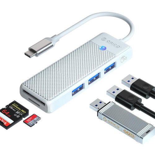  Orico Type-C HUB 3port USB 3.0 ORICO-PAPW3AT-C3-015-WH-EP, 1 TF/SD , . , 