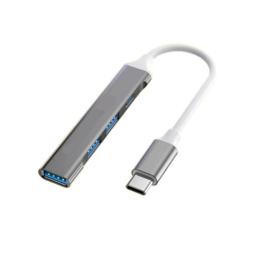 Концентратор USB 2.0 HUB Dream QC08 3USB 0.2 м на Type-C серый (181597)