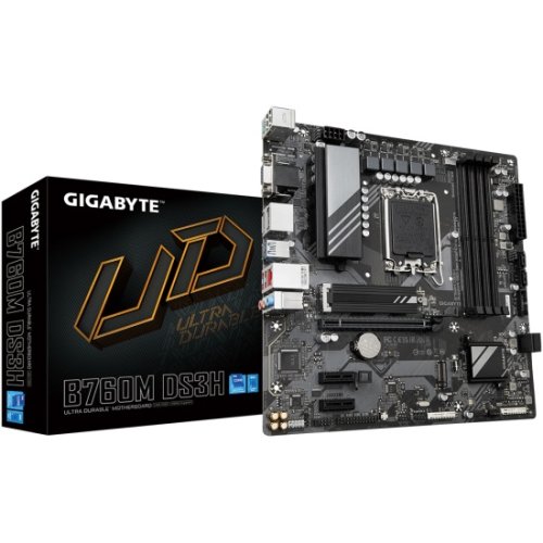   GIGABYTE B760M DS3H ( LGA 1700, Intel B760, 4xDDR5-4800 Mhz, 1xPCI-Ex16, 2xM.2, Micro-ATX)