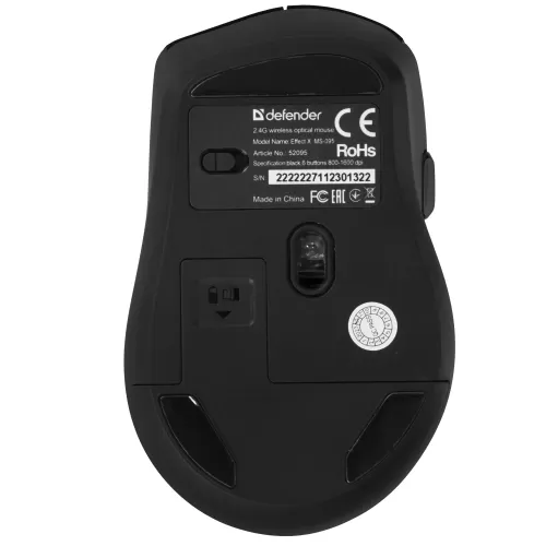 Мышь Defender Effect X MS-095 черный, 6D, 800-1600dpi, бесшумная, беспроводная Мышь Defender Effect X MS-095 черный, 6D, 800-1600dpi, бесшумная, беспроводная