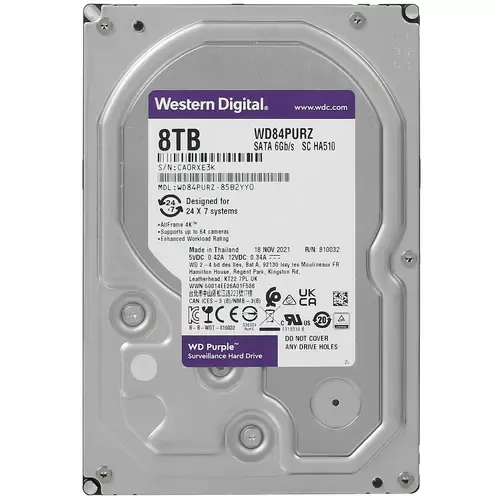   8TB WD WD84PURZ Purple (5640pm, 128 MB, SATA600,       24x7,  <br>CMR)