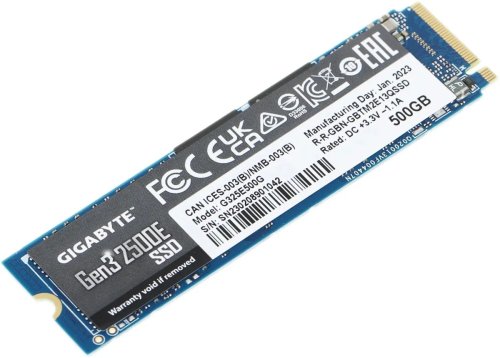  SSD M.2 500GB GIGABYTE AORUS Gen3 2500E [G325E500G] PCIe 3.0 x4,  - 2300 /,  - 1500 /, 3  TLC, NVM Express, TBW - 120 