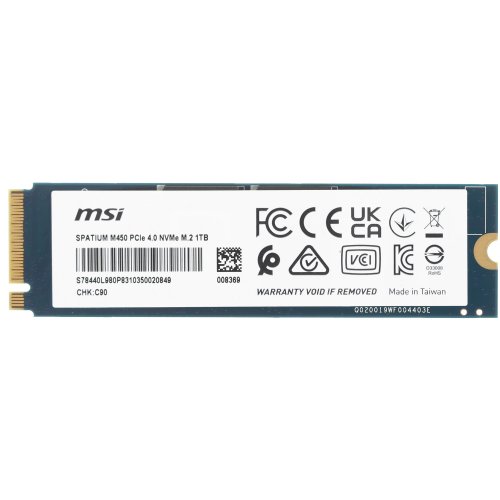   SSD M.2 1TB MSI SPATIUM M450 [S78-440L980-P83] [PCIe 4.0 x4,  - 3600 /,  - 3000 /, 3  TLC, NVM Express, TBW - 600 ]