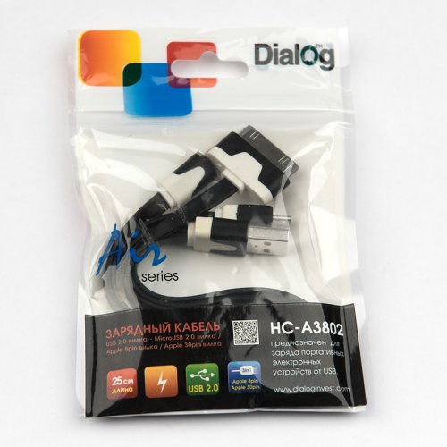  Dialog HC-A3802 (CI-0403F black) -   Apple 8+30+microUSB - USB A (M), V2.0, 0.25 