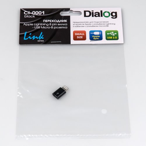  Dialog CI-0001 black -  Lightning 8pin (M) - microUSB (F), 