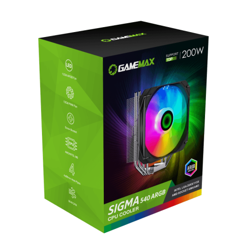  200W PWM GameMax Sigma 540 ARGB Intel LGA115X/ 1200  AMD AM4.  200  