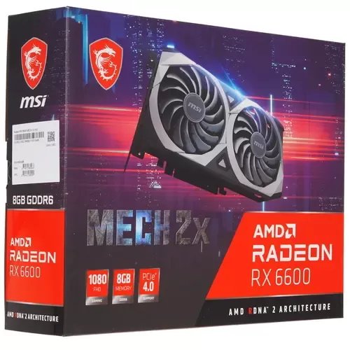  MSI AMD Radeon RX 6600 MECH 2X [RX 6600 MECH 2X 8G] PCI-E 4.0 8  GDDR6, 128 , DisplayPort x3, HDMI, GPU 1626 