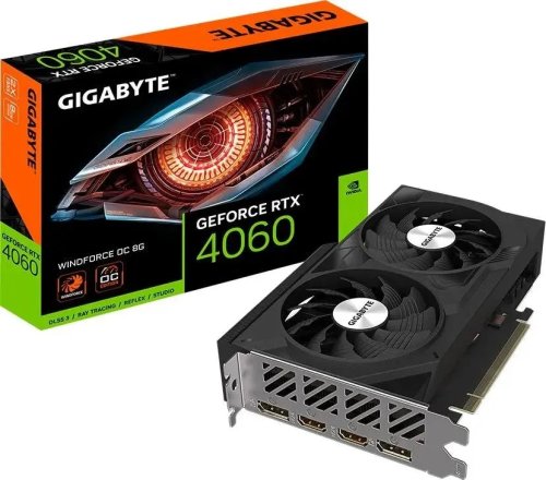  GIGABYTE NVIDIA GeForce RTX 4060 GV-N4060WF2OC-8GD 8Gb Windforce, GDDR6, OC, Ret