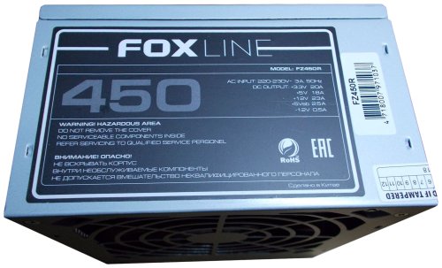   450W FOXLine FZ450R v.2.2 ATX, NO PFC, 80mm Fan, 2xSata, 2xPata, 24Pin+4pin Cpu
