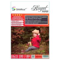 Фотобумага SHARco Глянцевая односторонняя 180гр/м, 100л, 4R (10х15)