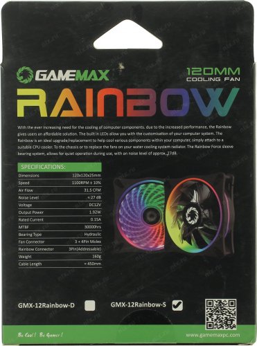  GameMAX 120x120x25 GMX-12rainbow-S, 12,( ), RGB