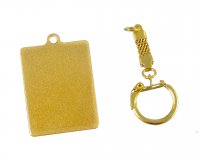 Брелок селфи золото прямоугольник для сублимации + цепочка с карабином