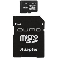 ����� ������ Micro SD  4Gb QUMO Class 4 � ��������� SD