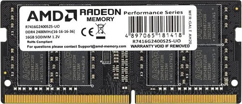 Память SO-DIMM DDR4 16GB AMD Radeon R7 Performance Series R7416G2400S2S-UO DDR4 - 1x 16ГБ 2400МГц, д