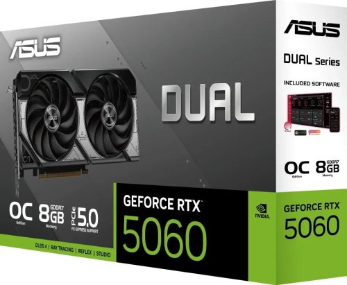 ���������� ASUS GeForce RTX 5060 Dual OC Edition [DUAL-RTX5060-O8G] 8 �� GDDR7/128 ��� /3 x DisplayP
