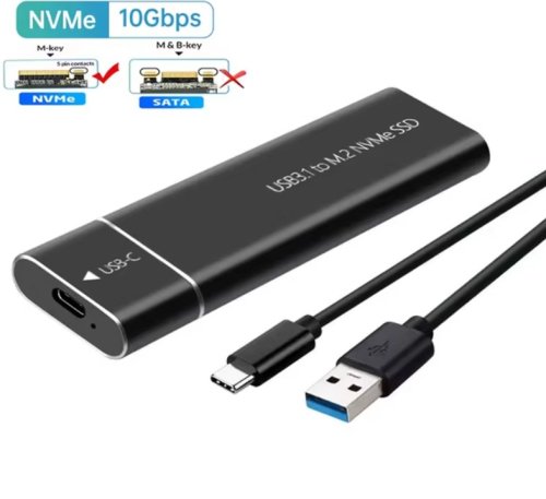 Внешний бокс для M.2 NVME USB 3.1 черный SSD kebidu, алюминий, USB 3.1 Внешний бокс для M.2 NVME USB 3.1 черный SSD kebidu, алюминий, USB 3.1