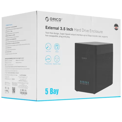 Док-станция ORICO DS500C3-EU-BK-BP на 5 HDD для 2.5 Док-станция ORICO DS500C3-EU-BK-BP на 5 HDD для 2.5