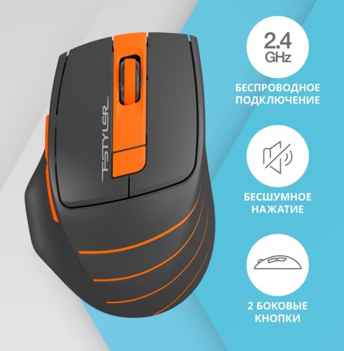 Мышь A4Tech Fstyler FG30S бесшумная, серый-оранжевый, оптическая, 2000 dpi silent 6кн Мышь A4Tech Fstyler FG30S бесшумная, серый-оранжевый, оптическая, 2000 dpi silent 6кн