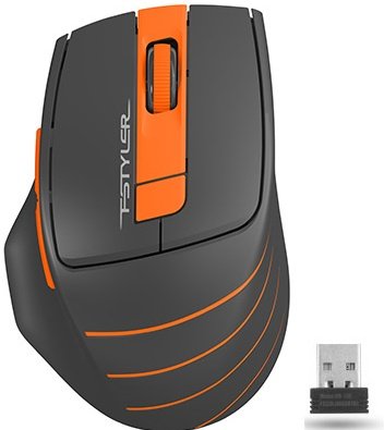 Мышь A4Tech Fstyler FG30S бесшумная, серый-оранжевый, оптическая, 2000 dpi silent 6кн