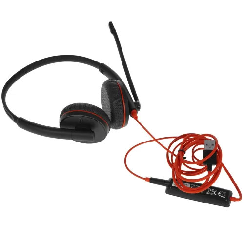 Гарнитура Plantronics Blackwire C3225-A, для контактных центров, накладные, черный / красный [209747 Гарнитура Plantronics Blackwire C3225-A, для контактных центров, накладные, черный / красный [209747