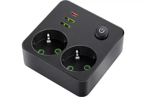 ������� ������ QUMO Power Block Light 4SPBARU (P-0008),  2 �������, 2500 ��, 10�,  2 USB-A � 1 Type-