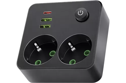 ������� ������ QUMO Power Block Light 4SPBARU (P-0008),  2 �������, 2500 ��, 10�,  2 USB-A � 1 Type-