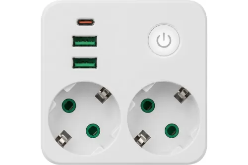 ������� ������ QUMO Power Block Light 4SPBARU (P-0008),  2 �������, 2500 ��, 10�,  2 USB-A � 1 Type-