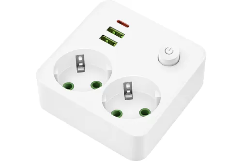 ������� ������ QUMO Power Block Light 4SPBARU (P-0008),  2 �������, 2500 ��, 10�,  2 USB-A � 1 Type-