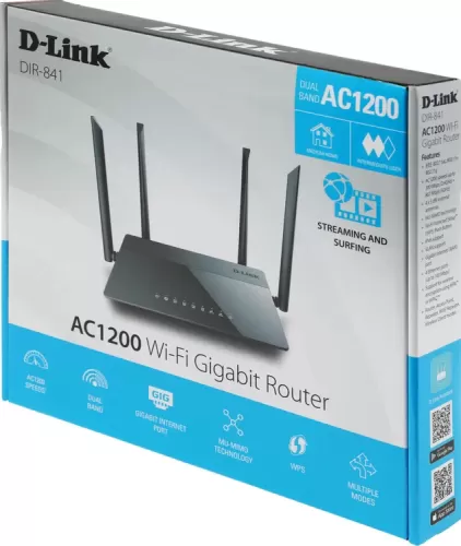 ������������ ������������� D-Link DIR-841/RU/A1B AC1200 Wi-Fi Router,  4x5dBi external antennas, 4-�