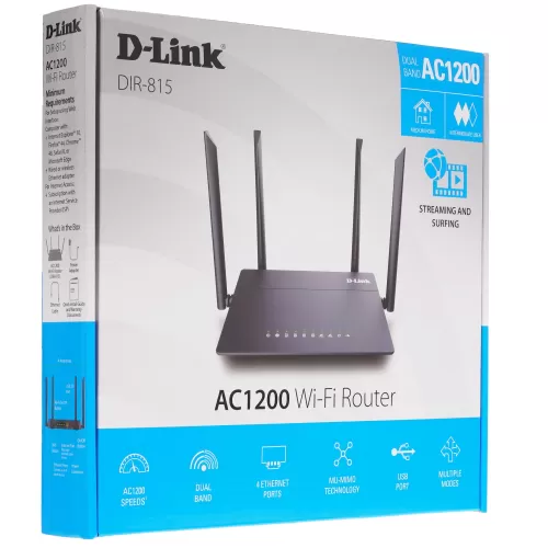 Беспроводной маршрутизатор D-Link DIR-815/RU/R4A AC1200 Wi-Fi EasyMesh Router 4x5dBi external antenn Беспроводной маршрутизатор D-Link DIR-815/RU/R4A AC1200 Wi-Fi EasyMesh Router 4x5dBi external antenn