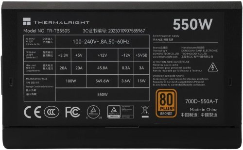 ���� ������� 550W Thermalright TR-TB550S 80 Plus BRONZE 20+4 pin, 4+4 pin x2, 6+2 pin x1, 4 pin Mole