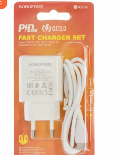   BOROFONE BA67A, PD+QC3.0, 1USB-/1xUSB-A, + (Type-C - Type-C), 1, 