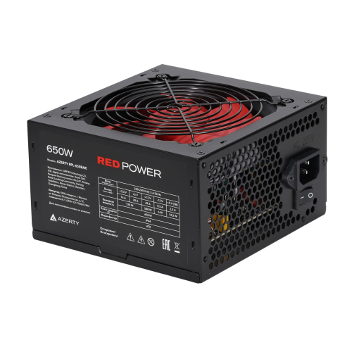   650W Azerty RPL-650BAR ATX, 12CM FAN, 20+4p ,CPU(8pin), 2*PCI-E(6+2), 4* SATA, 2* Molex,  