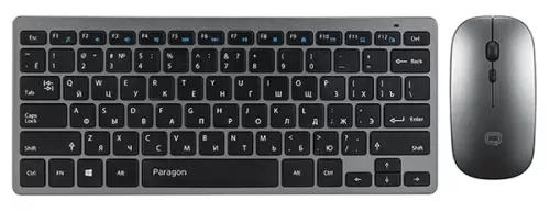 Беспроводной набор Qumo Paragon клавиатура + мышь  K15/M21, 2.4G, 400 mA Black +Silver