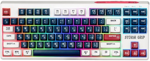 Клавиатура беспроводная Механическая Defender Storm Grip GK-188 RU 2.4G+BT белый/синий (45188)