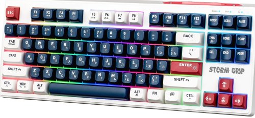 Клавиатура беспроводная Механическая Defender Storm Grip GK-188 RU 2.4G+BT белый/синий (45188) Клавиатура беспроводная Механическая Defender Storm Grip GK-188 RU 2.4G+BT белый/синий (45188)