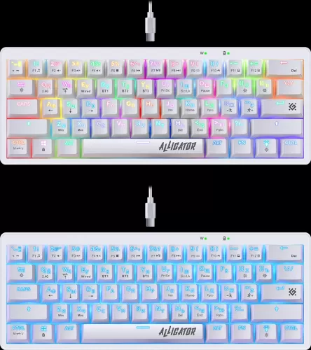 Клавиатура беспроводная Механическая Defender Alligator GK-315 2.4G+BT белая Клавиатура беспроводная Механическая Defender Alligator GK-315 2.4G+BT белая