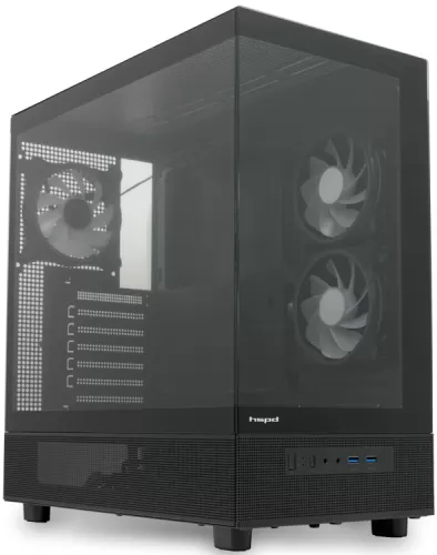 Корпус без блока питания HSPD F710-TGBK-ARGB Panoramic Mid Tower, Black, TG, 0.5 SPCC, 3x120mm ARGB (FN027) E-ATX, ATX, mATX, mITX, 185/395/270mm, 2x2.5, 1x3.5, 7xPCI, 2xUSB-A 3.0 435x230x457mm