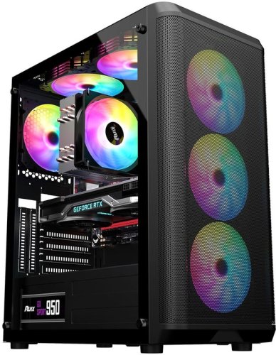 Корпус без блока питания ALSEYE Audin-BK AS.07.0173 ATX, Mini-ITX, microATX, Чёрный, стекло