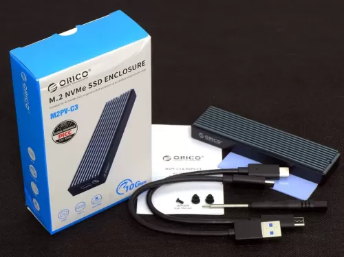    M.2 NVME ORICO M2PVM-C3-BK-BP NVMe / SATA SSD , USB TYPE-C 10 /,  M-Key B + M Key, 