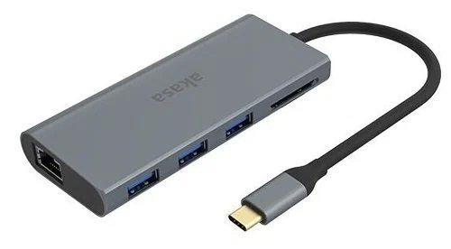 ���-������� Akasa USB Type-C 9-In-1 DockCharge up to 100W, Type-C PD port, 4K HDMI, VGA, 3 USB 3.0 and a SD/Micro card reader. AK-CBCA21-18BK